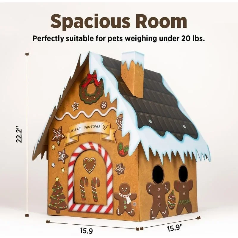 Cat Beds for Indoor Cats, Cardboard Cat House with Scratchers, Izakaya Bar, Large Sturdy Cat Furniture Condo Cave Tent,