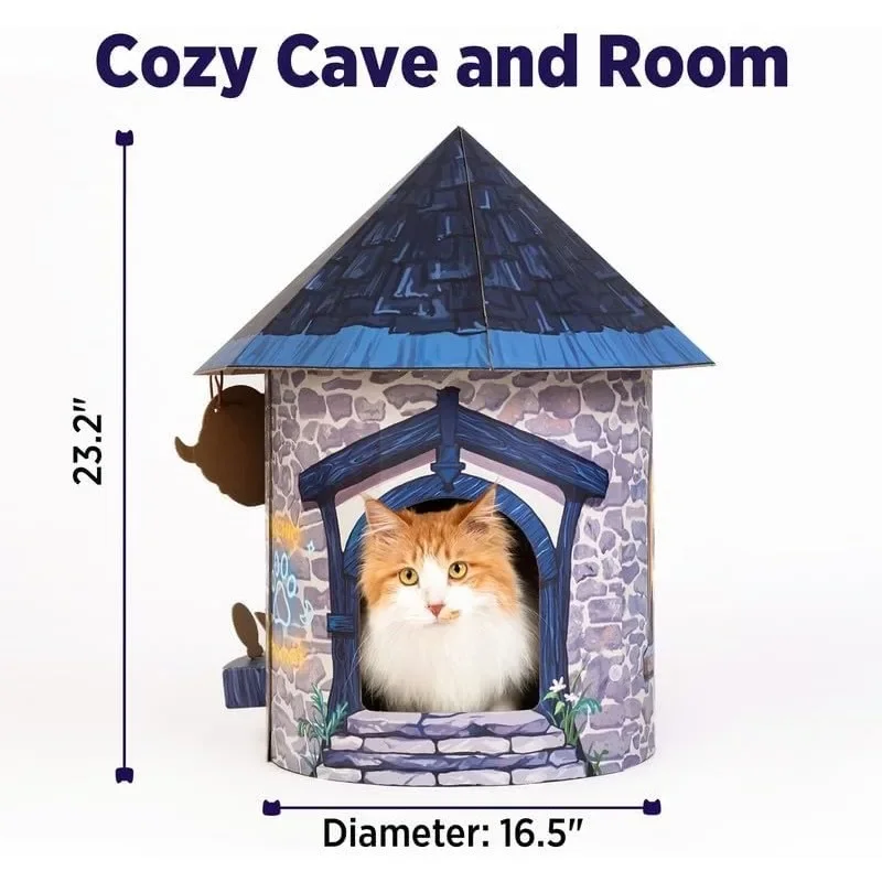 Cat Beds for Indoor Cats, Cardboard Cat House with Scratchers, Izakaya Bar, Large Sturdy Cat Furniture Condo Cave Tent,