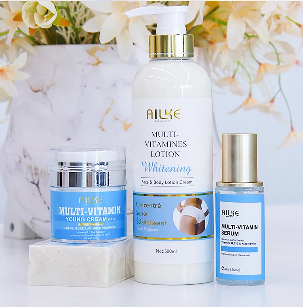 AILKE Multi-Vitamin Skin Care Set, Lightening, Brightening, Moisturizing, Cleaning Skin, Even Toning for Women and Men