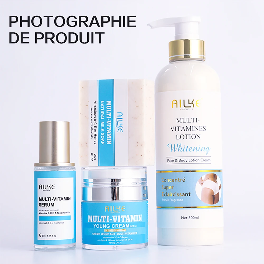 AILKE Multi-Vitamin Skin Care Set, Lightening, Brightening, Moisturizing, Cleaning Skin, Even Toning for Women and Men