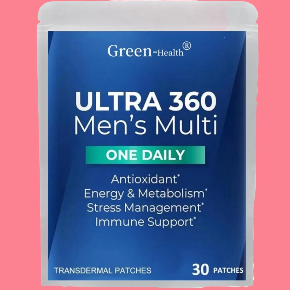 30 Patches Ultra 360 Multivitamin Transdermal Patches For Men With Vitamin A, C, D, E & Zinc For Energy & Immune Support