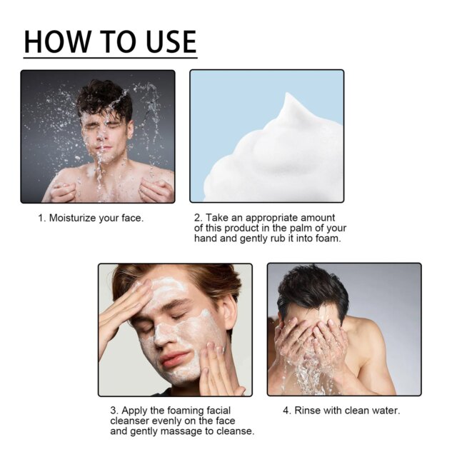 Men Vitamin E Facial Cleanser Deep Cleansing Keep Moisturize Reduce Blackhead Prevent Clog Pores Oil Control Face Care Cleansers - Image 3