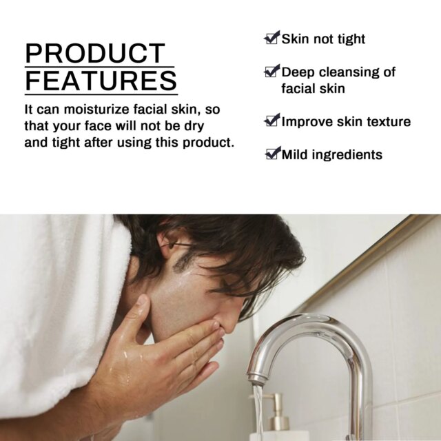 Men Vitamin E Facial Cleanser Deep Cleansing Keep Moisturize Reduce Blackhead Prevent Clog Pores Oil Control Face Care Cleansers - Image 4