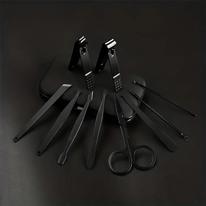 7pcs-24pcs Professional Black Nail Clippers Kit - Ultra Sharp Fingernail and Toenail Cutters for Men and Women - Sturdy Pedicure