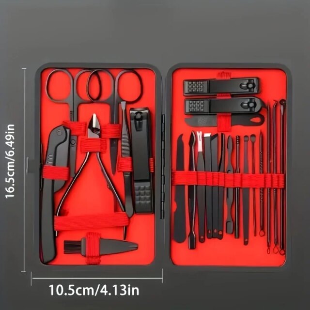 7pcs-24pcs Professional Black Nail Clippers Kit - Ultra Sharp Fingernail and Toenail Cutters for Men and Women - Sturdy Pedicure - Image 3