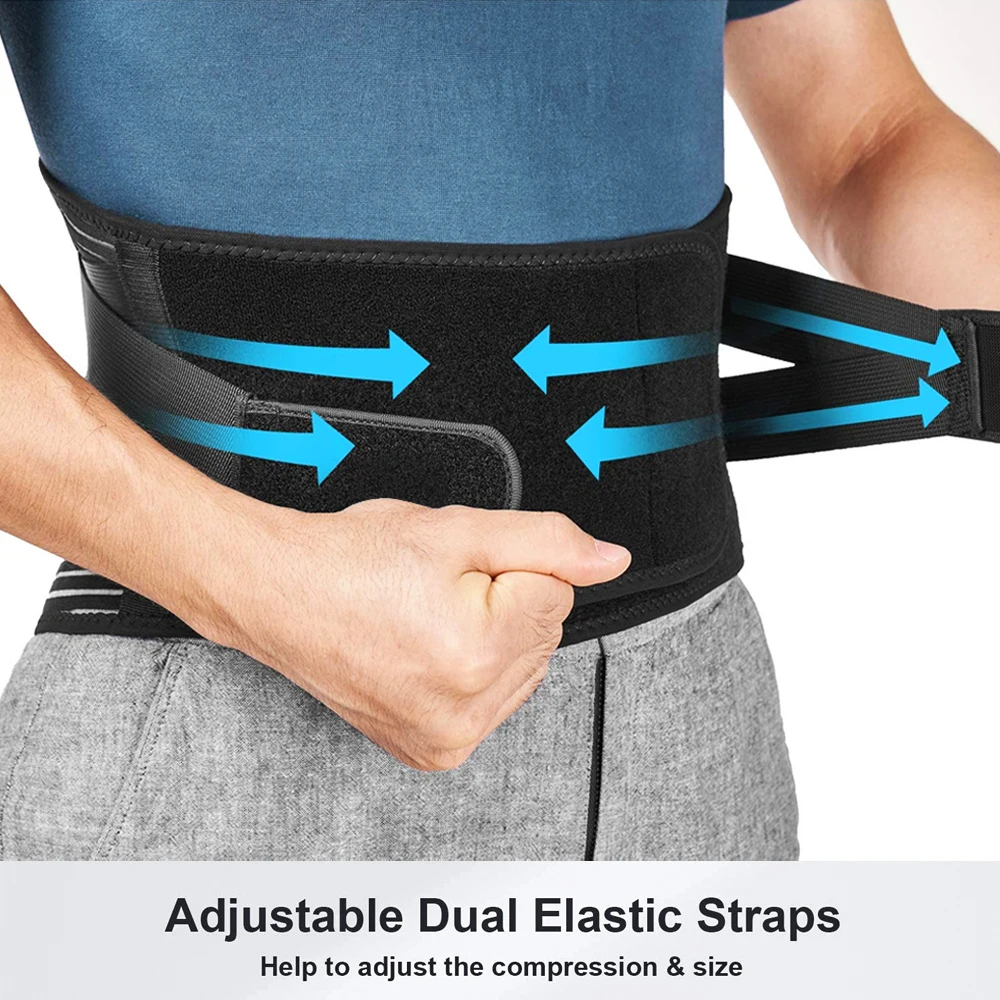 Elstiac Lumbar Back Belt Waist Support Trainer Adjustable Lumbar Pad with 6 Stays Abdominal Binder Fitness Gym Belts Women Men