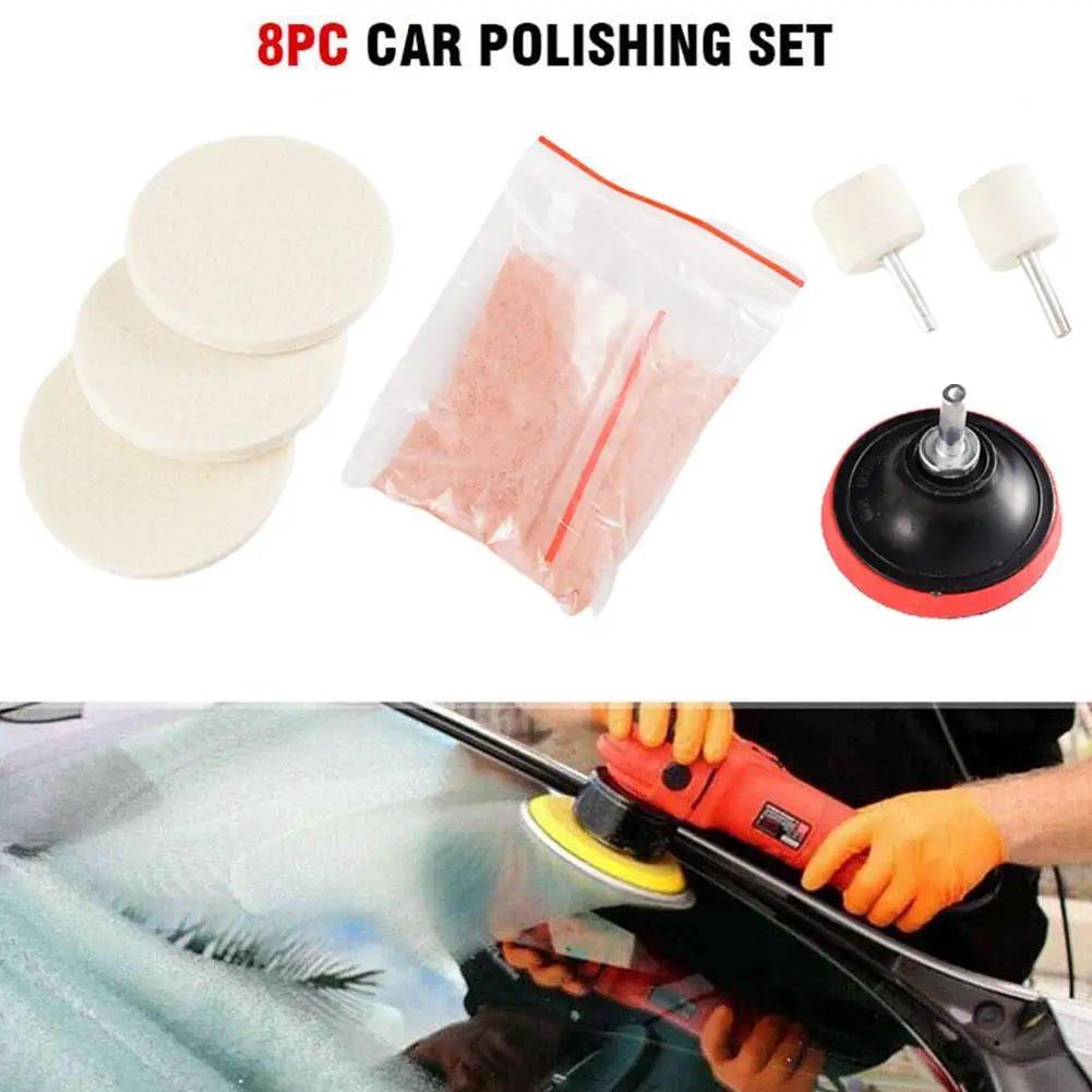 8Pcs/Set 4 OZ Cerium Oxide Powder Watch Glass Screen Windows Polishing Kit Cleaning Scratch Removal Polishing Backing Pad