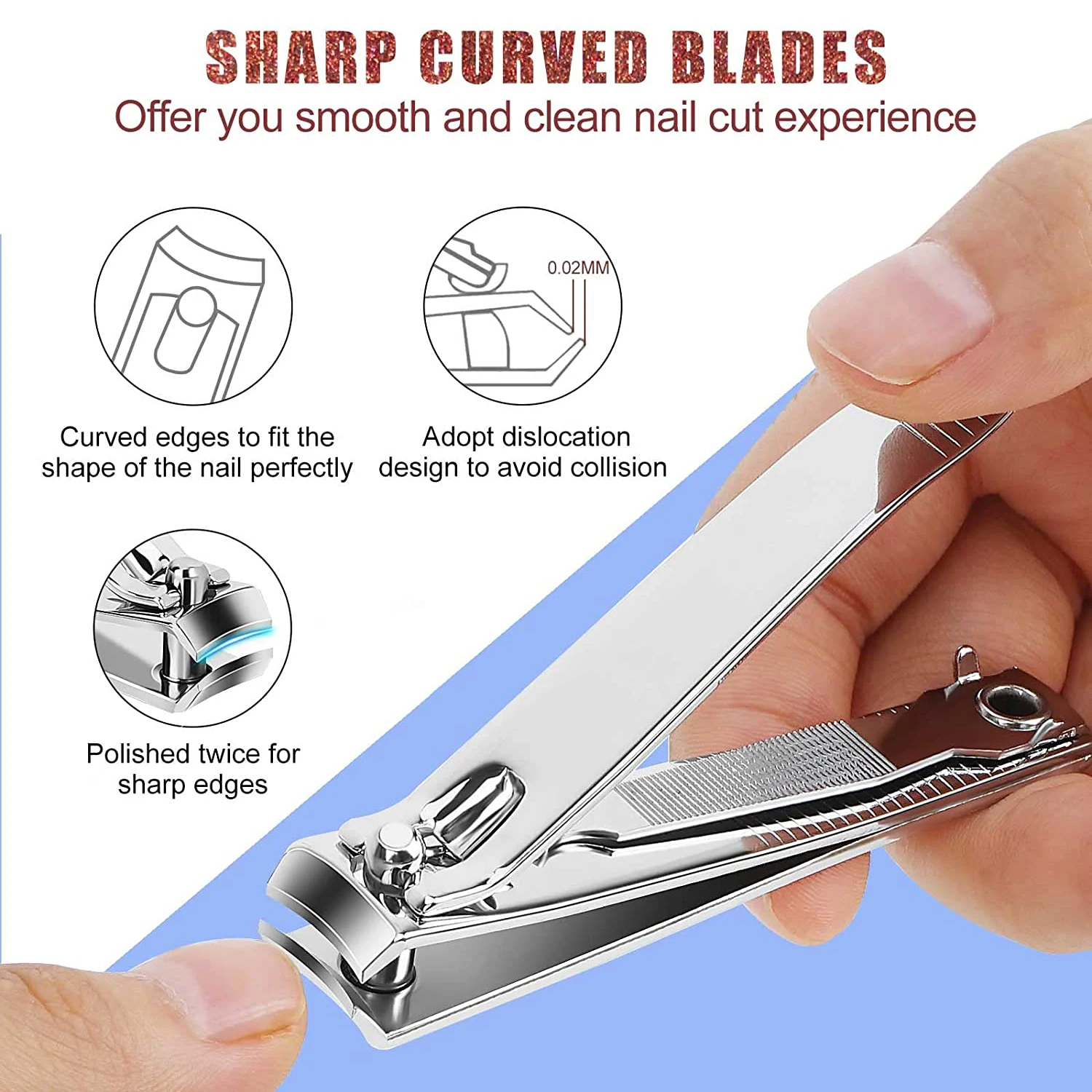 Nail Clipper,Premium Stainless Steel Fingernail and Toenail Clipper Cutters, Fingernail Clipper Cutters with Nail File Sharp.