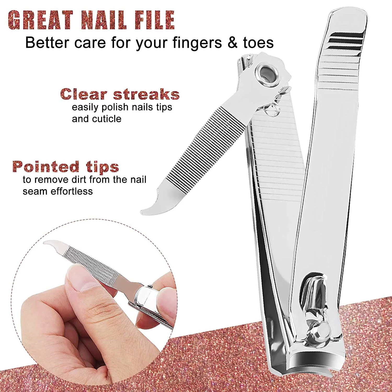 Nail Clipper,Premium Stainless Steel Fingernail and Toenail Clipper Cutters, Fingernail Clipper Cutters with Nail File Sharp.