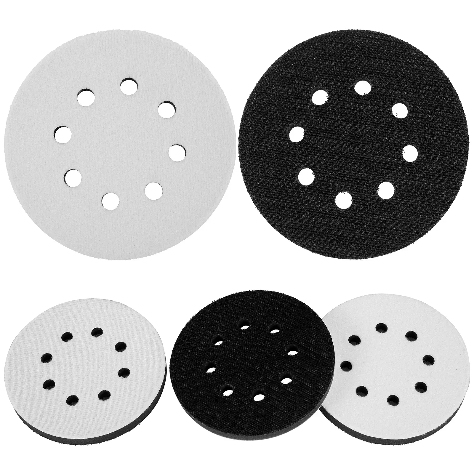 5Pcs Sponge Buffer Pad 5inch 8 Holes Hook and Loop Soft Orbital Sander Sponge Cushion Sander Buffer Backing Pad Lightweight Foam