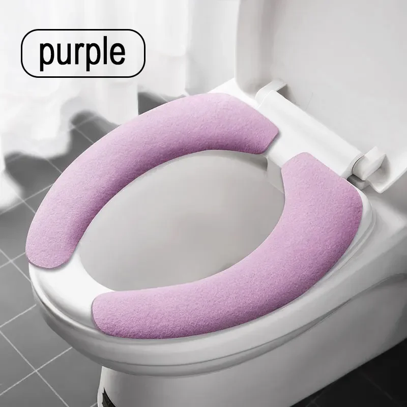 JJYY 1 Pair New Toilet Warm Washable Health Sticky Pads Toilet Seat Cover Pad Household Reusable Soft Toilet Seat Cover