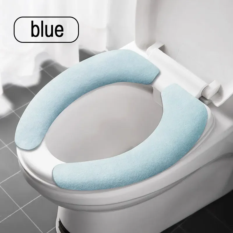 JJYY 1 Pair New Toilet Warm Washable Health Sticky Pads Toilet Seat Cover Pad Household Reusable Soft Toilet Seat Cover