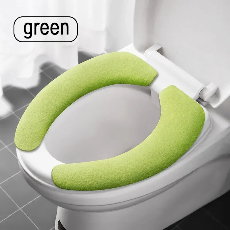 JJYY 1 Pair New Toilet Warm Washable Health Sticky Pads Toilet Seat Cover Pad Household Reusable Soft Toilet Seat Cover