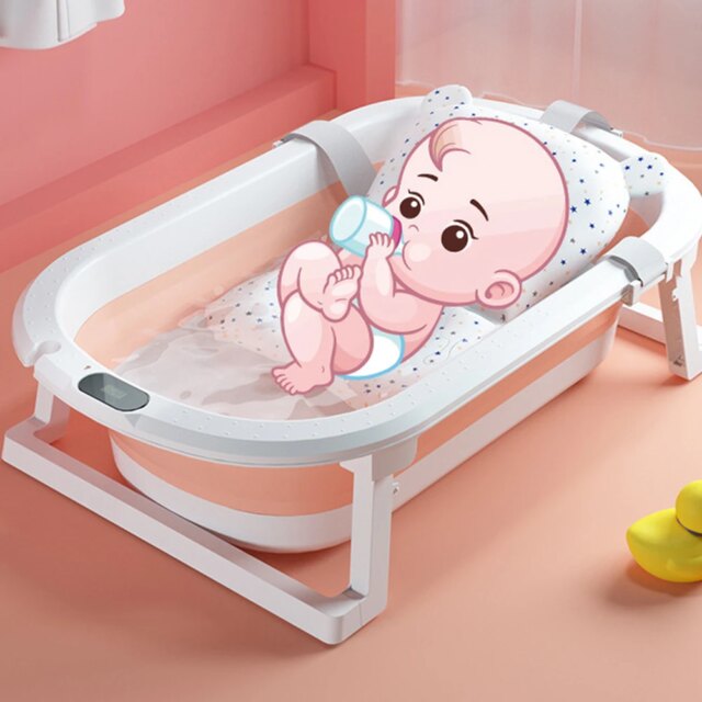Foldable Baby Bathtub Infants Toddlers 0-36 Months Portable Travel Baby Tub Multifunctional With Newborn Cushion Anti-Skid Pad - Image 2