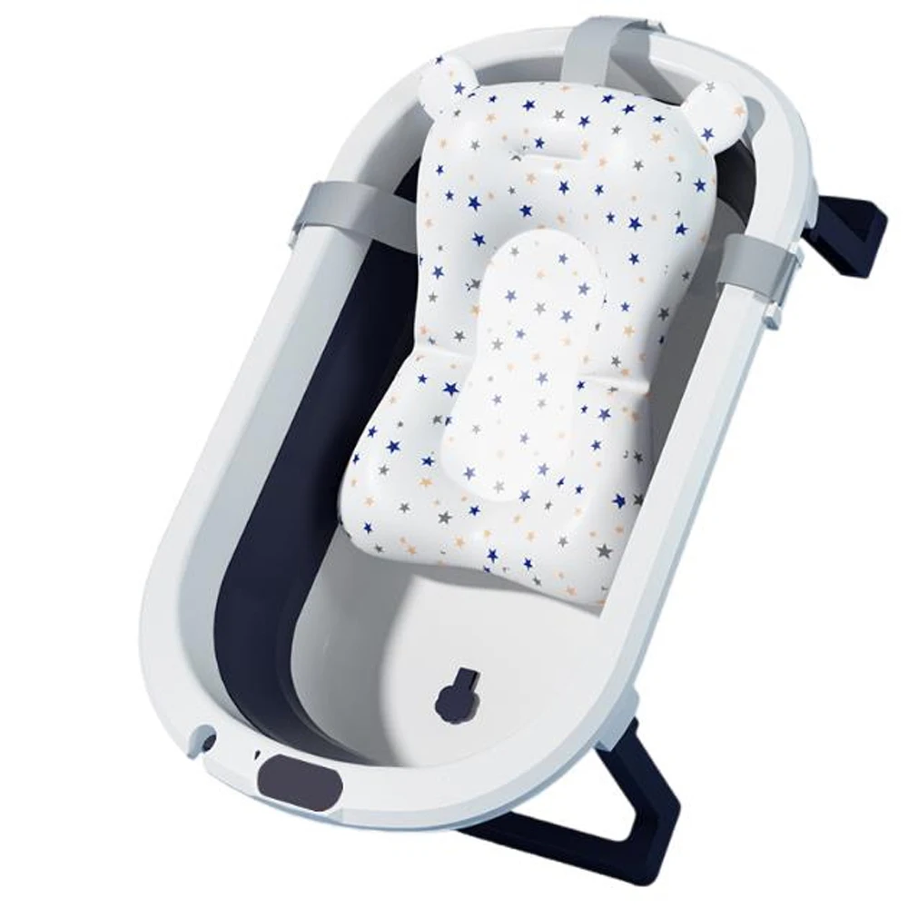 Foldable Baby Bathtub Infants Toddlers 0-36 Months Portable Travel Baby Tub Multifunctional With Newborn Cushion Anti-Skid Pad