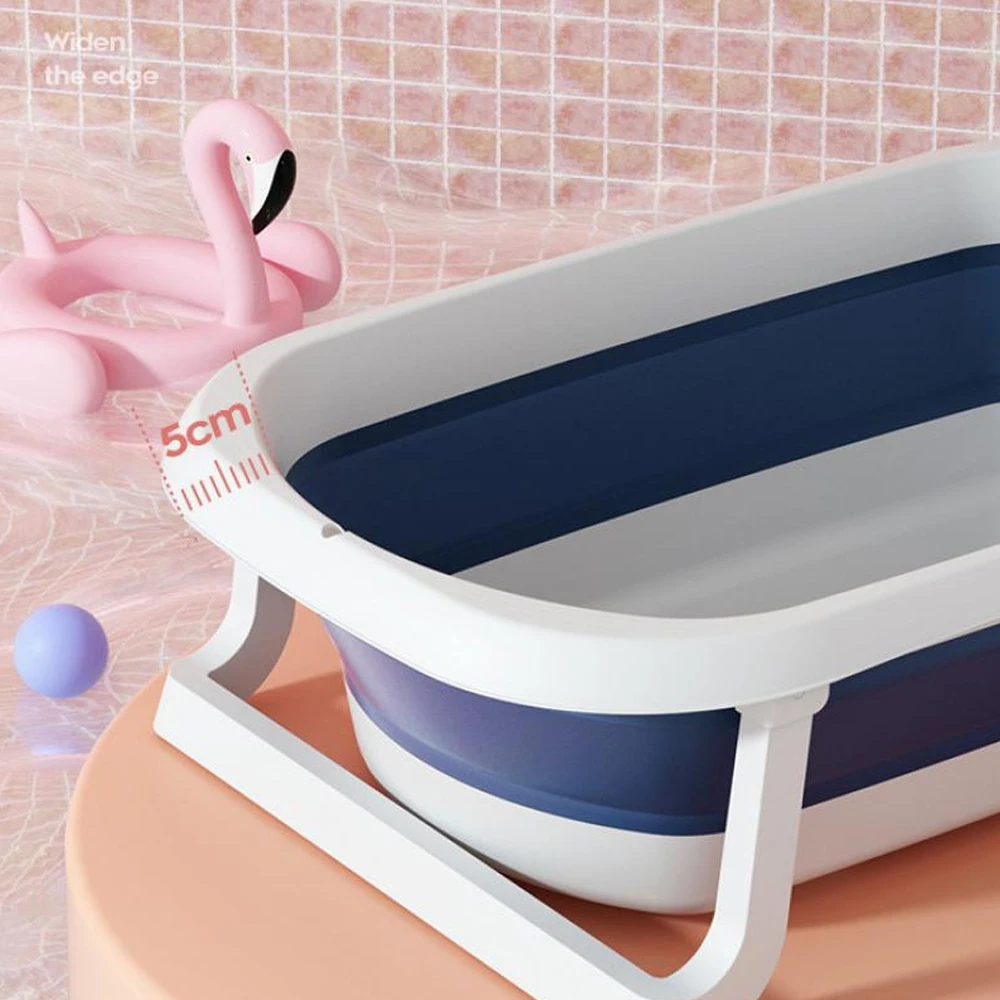 Foldable Baby Bathtub Infants Toddlers 0-36 Months Portable Travel Baby Tub Multifunctional With Newborn Cushion Anti-Skid Pad