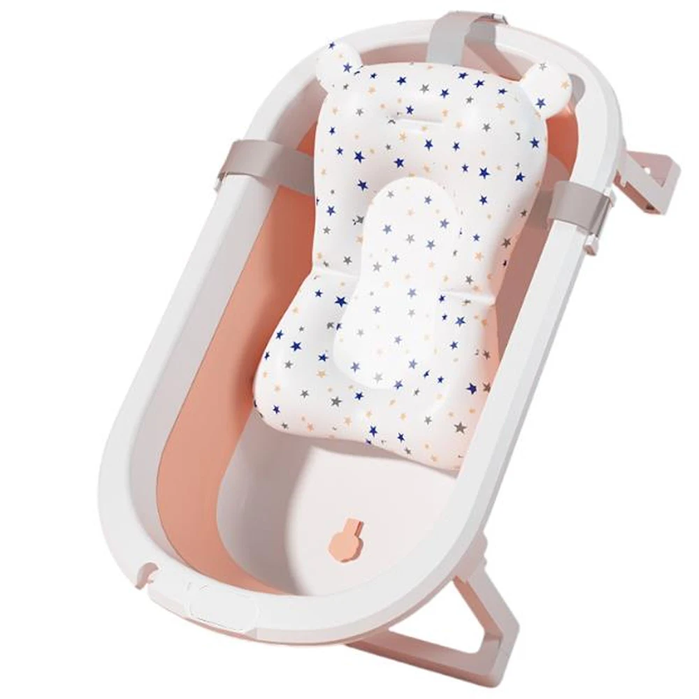 Foldable Baby Bathtub Infants Toddlers 0-36 Months Portable Travel Baby Tub Multifunctional With Newborn Cushion Anti-Skid Pad