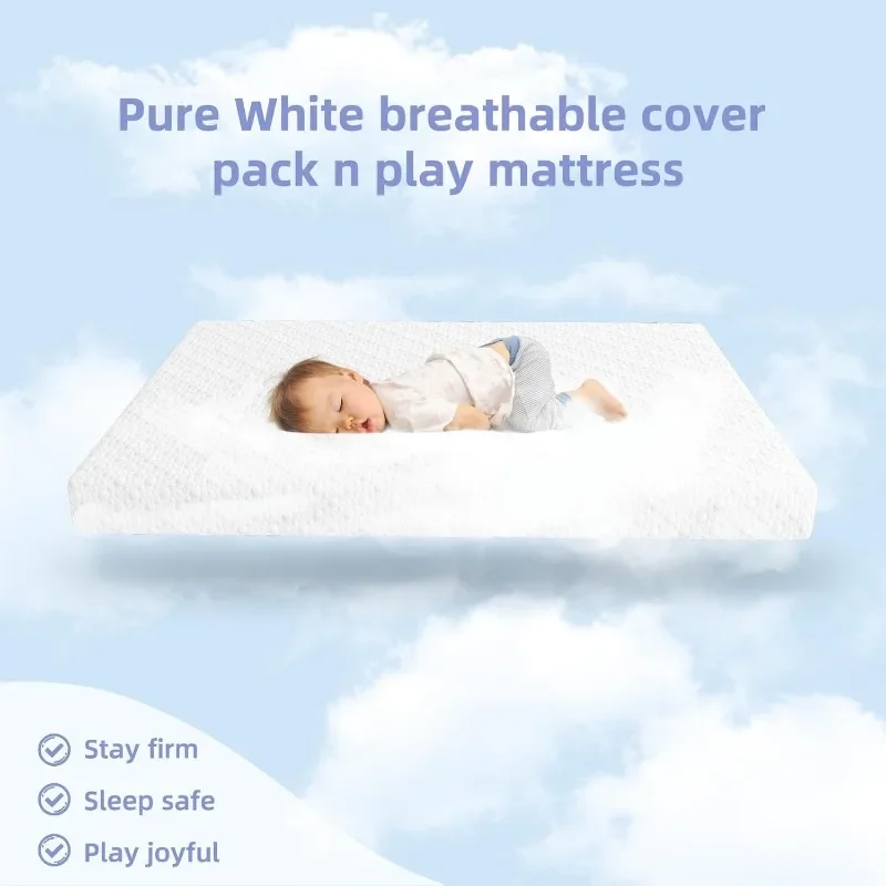 Trifold Pack and Play Mattress Topper, Waterproof Foldable 38x26 Soft Portable Pad for Pack n Play