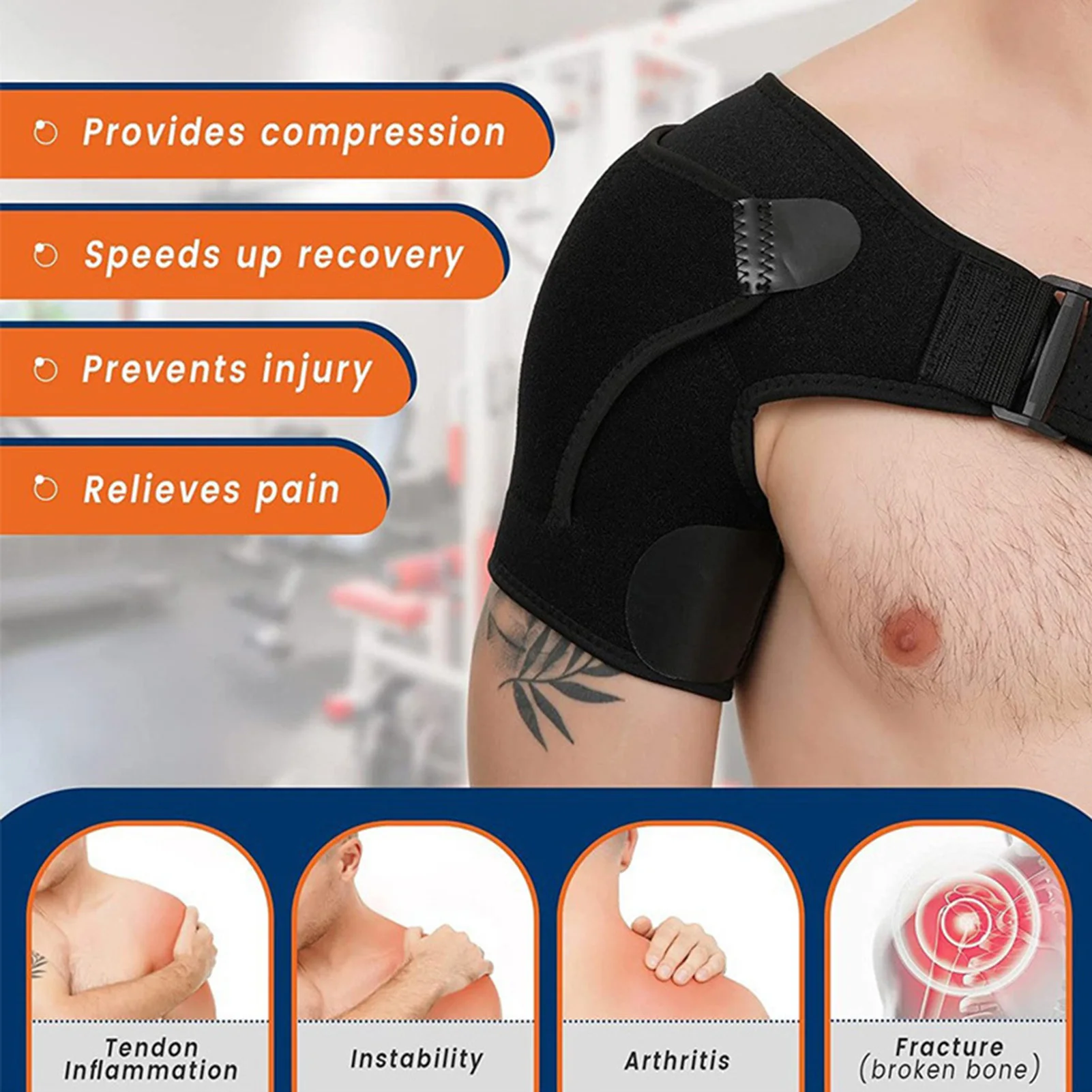 Shoulder Brace for Torn Rotator Cuff Shoulder Support Brace with Pressure Pad for Shoulder and Joint Pain Relief