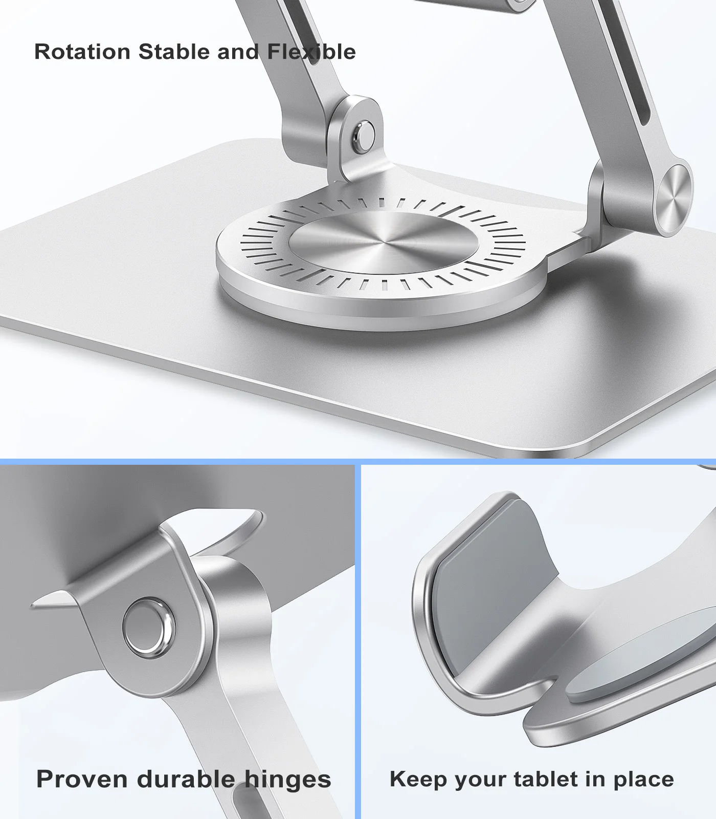 ST02 Tablet Stand Adjustable with 360 Swivel Base Aluminum Tablet Stand Holder Universal Tablet Holder for iPad Samsung