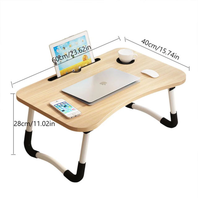 Laptop Bed Table Foldable Lap Table with Cup Holder Drawer Tablet Stand Laptop Bed Tray Table Portable Lap Table Foldable Legs - Image 6