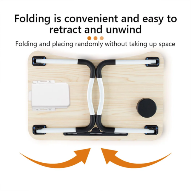 Laptop Bed Table Foldable Lap Table with Cup Holder Drawer Tablet Stand Laptop Bed Tray Table Portable Lap Table Foldable Legs - Image 4