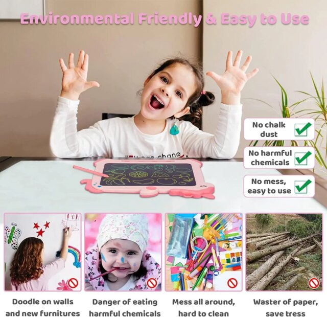 KIKAPABI 8.5-inch LCD Writing Tablet for Kids, Unicorn Colorful Screen Doodle Board, Toddler Educational Travel Toys - Image 6