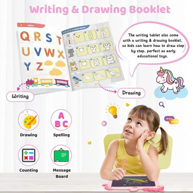 KIKAPABI 8.5-inch LCD Writing Tablet for Kids, Unicorn Colorful Screen Doodle Board, Toddler Educational Travel Toys - Image 2