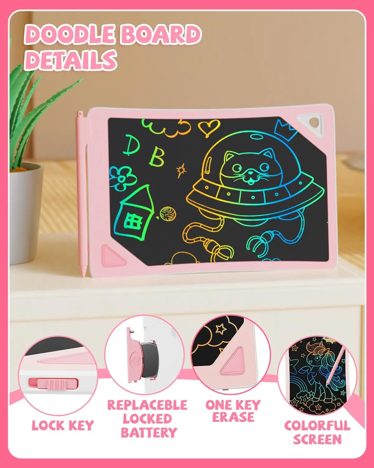 LCD Writing Tablet for Kids, 8.5 Inch Doodle Board Drawing Board Educational Kids Toys Birthday Gift for Boys Girls 3-12 Years O