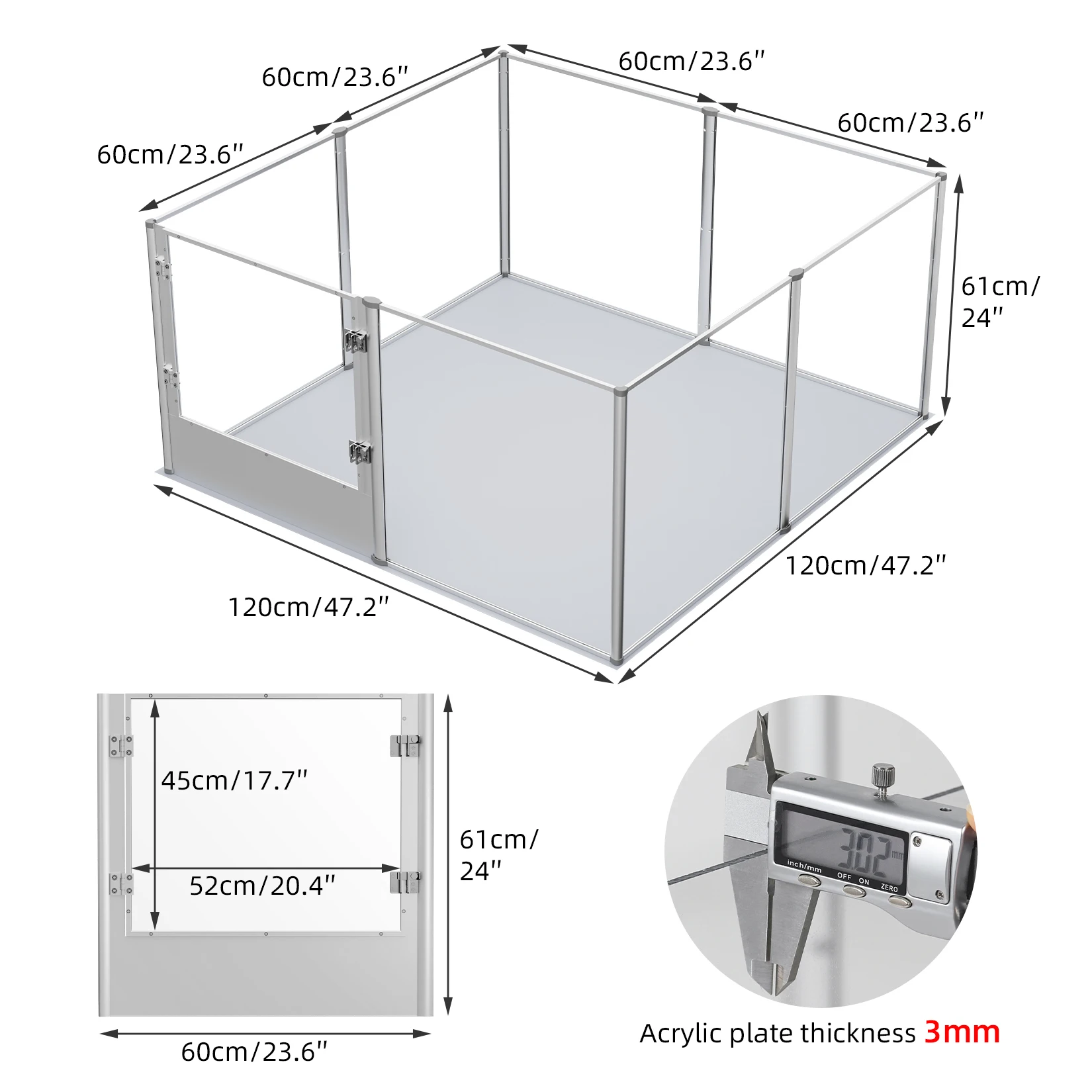 Acrylic Dog Playpen Fence with Waterproof Fertility Pad for Cats Puppies Whelping Pen Box Dog Cage Pet Supplies