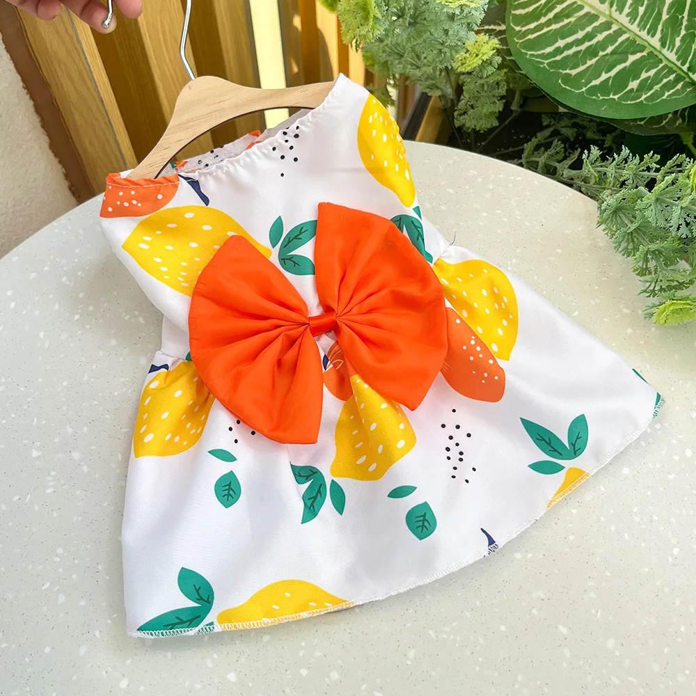 Summer Dog Princess Dress Kitten Pet Skirt Cute Printed Bow Lace Dog Dresses for Small Medium Puppies Poodle Chihuahua Apparel