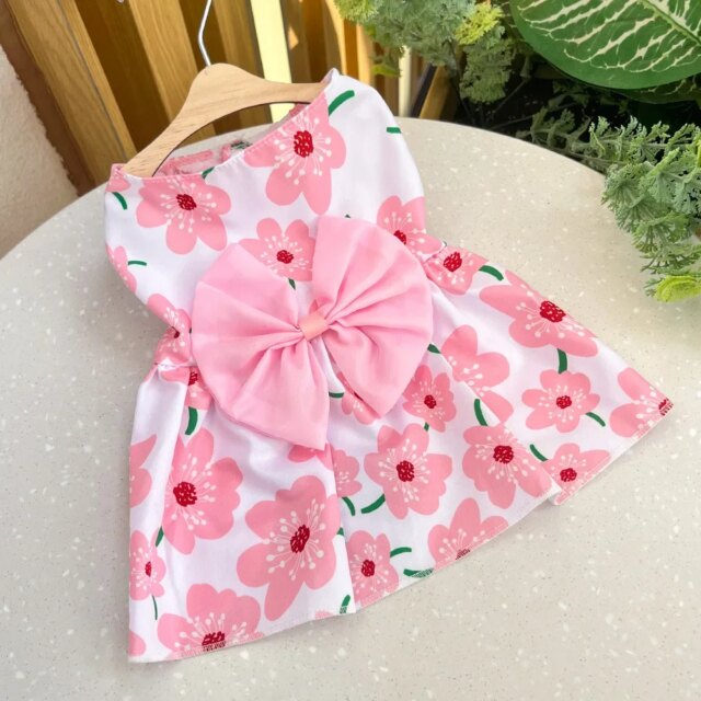 Summer Dog Princess Dress Kitten Pet Skirt Cute Printed Bow Lace Dog Dresses for Small Medium Puppies Poodle Chihuahua Apparel - Image 3