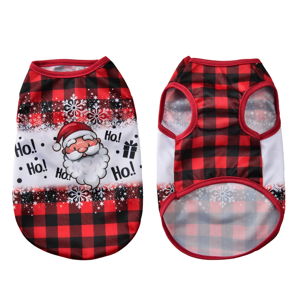 Christmas Cat Clothes Vest Puppy T-shirt For Small Dogs Cats Apparel Kitten Outfits Funny New Year Costume Chihuahua Supplies