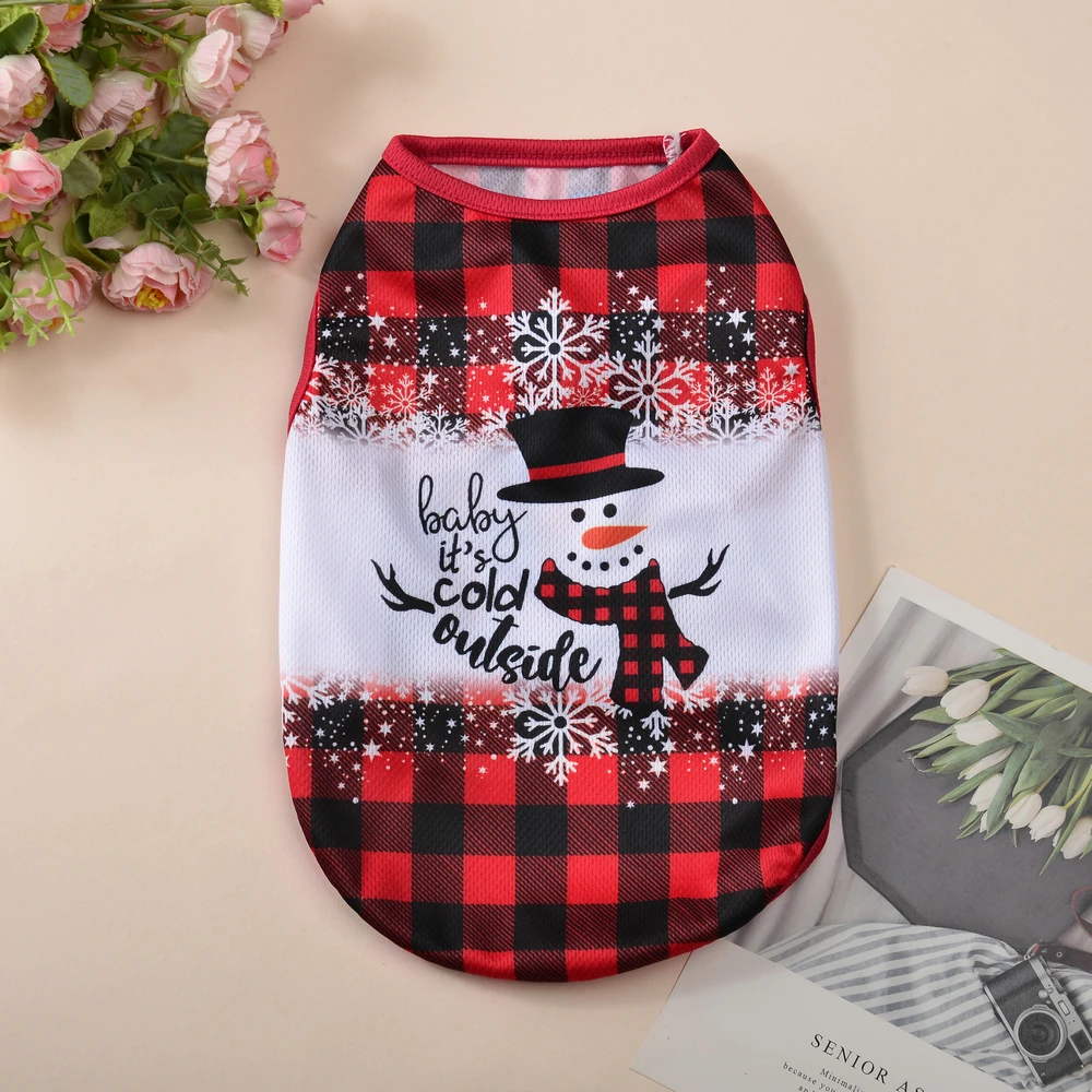 Christmas Cat Clothes Vest Puppy T-shirt For Small Dogs Cats Apparel Kitten Outfits Funny New Year Costume Chihuahua Supplies