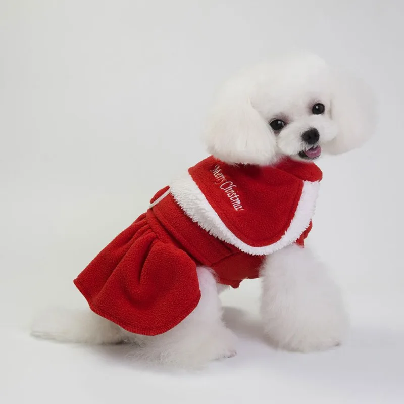 Christmas Pet Dog Winter Warm Dog Dresses For Small Dogs Dog Jumpsuits Dress Couple Chihuahua Yorkshire New Year Jacket Apparels