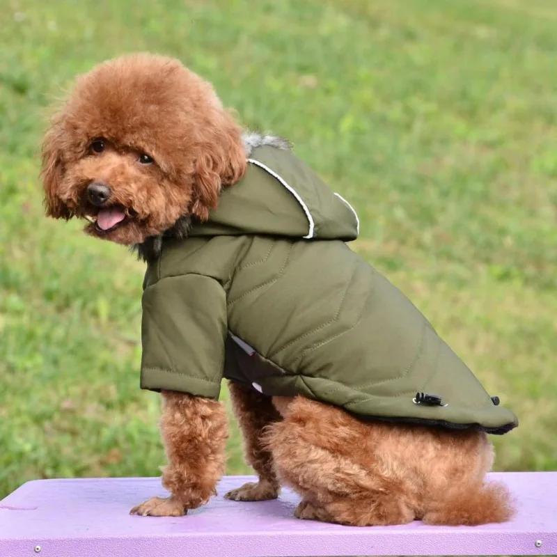 Cozy Dog Winter Coat Windproof Dog Jacket Cold Weather Cat Apparel with Hooded for Small Medium Dogs Cats