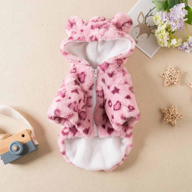 Leopard Print Dog Coat Winter Warm Dog Clothes Pet Thicken Windproof Hoodie Jacket Doggy Thermal Coat Puppy Outfits Cat Apparels - Image 6