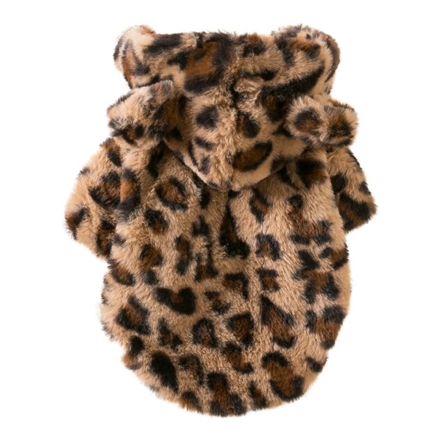 Leopard Print Dog Coat Winter Warm Dog Clothes Pet Thicken Windproof Hoodie Jacket Doggy Thermal Coat Puppy Outfits Cat Apparels - Image 3