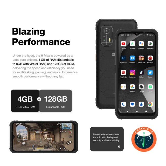 [World Premiere]AGM H MAX Rugged Smartphone 10000mAh Battery 4+128GB HD+ Display 3 Card Slot NFC OTG Reverse Charge Waterproof - Image 3