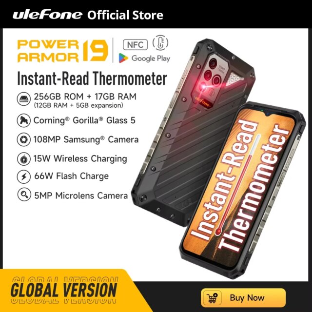 Ulefone Power Armor 19  Rugged Phone  17GB RAM 256GB ROM  108MP 4G smartphone 66W 9600mAh Android 12 moblie phone Global