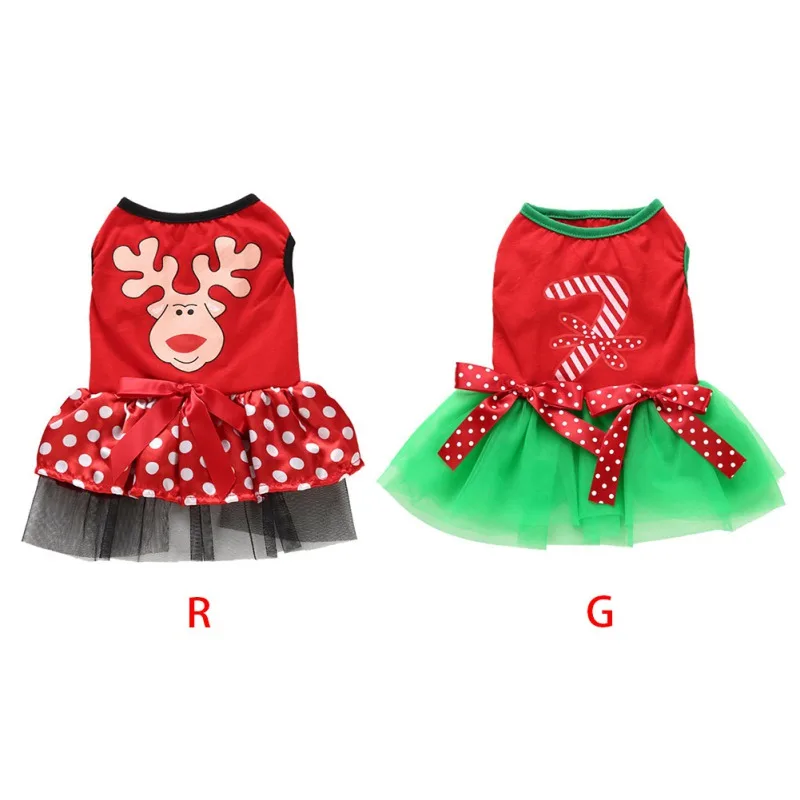 Christmas Dog Dresses Outfit Girl Dog Tulle Sweater Dress Dog Winter Clothes for Small Medium Dogs Cat Holiday Apparels