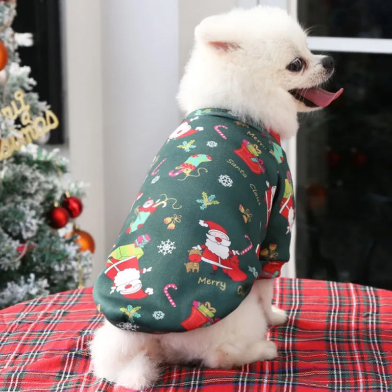 Christmas Dog Clothes Warm Lining Dog Sweatershirt Soft Breathable PulloverPuppy Clothes for Small Medium Pet Doggie Cat Apparel