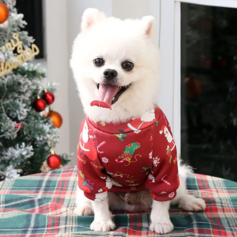 Christmas Dog Clothes Warm Lining Dog Sweatershirt Soft Breathable PulloverPuppy Clothes for Small Medium Pet Doggie Cat Apparel