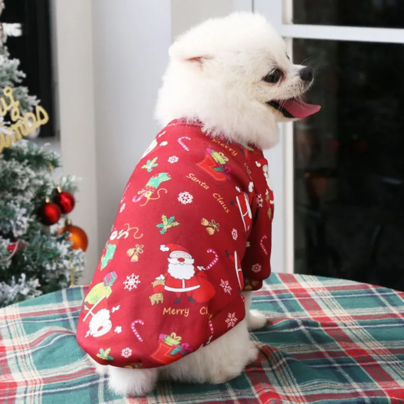 Christmas Dog Clothes Warm Lining Dog Sweatershirt Soft Breathable PulloverPuppy Clothes for Small Medium Pet Doggie Cat Apparel