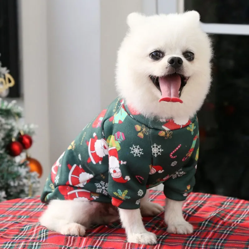 Christmas Dog Clothes Warm Lining Dog Sweatershirt Soft Breathable PulloverPuppy Clothes for Small Medium Pet Doggie Cat Apparel