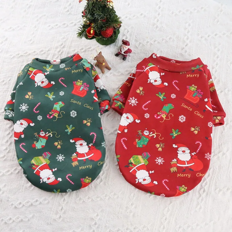 Christmas Dog Clothes Warm Lining Dog Sweatershirt Soft Breathable PulloverPuppy Clothes for Small Medium Pet Doggie Cat Apparel