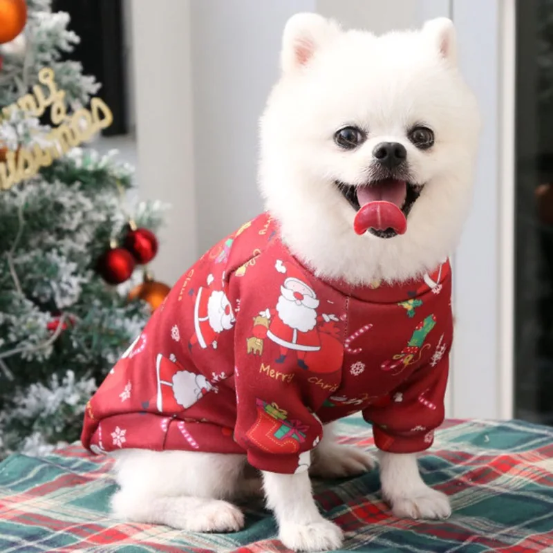 Christmas Dog Clothes Warm Lining Dog Sweatershirt Soft Breathable PulloverPuppy Clothes for Small Medium Pet Doggie Cat Apparel