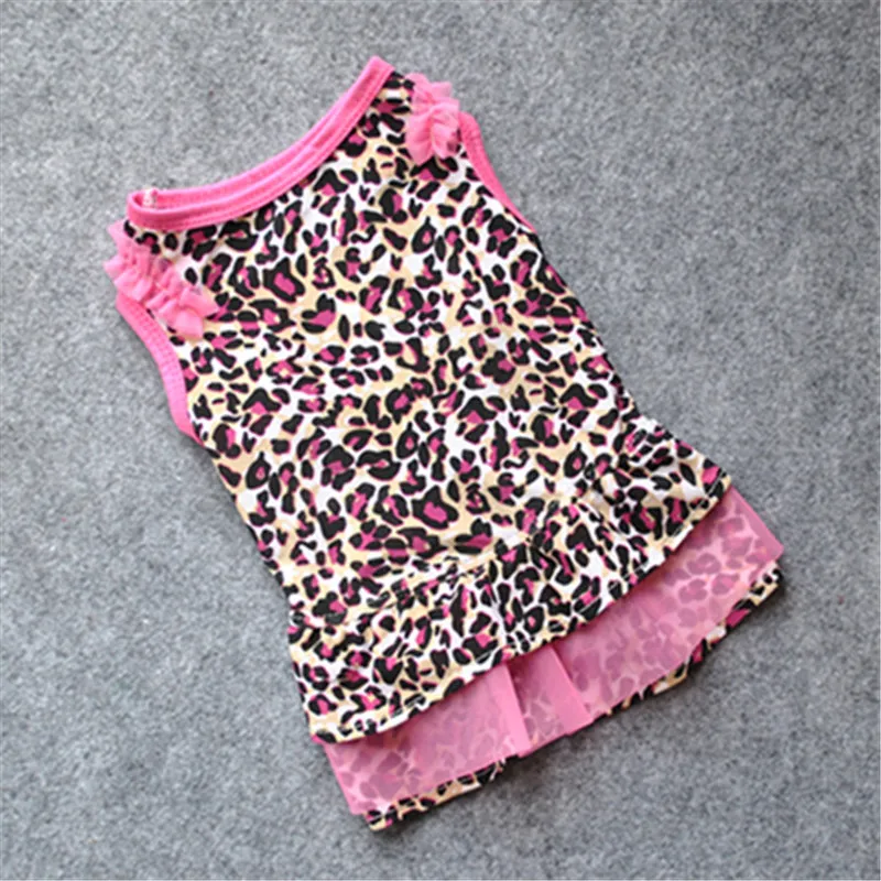 Puppy Apparel Summer Dog Cute Cat Dress Pet Small Clothes Pet Leopard Pet clothes Dog Sleds Training