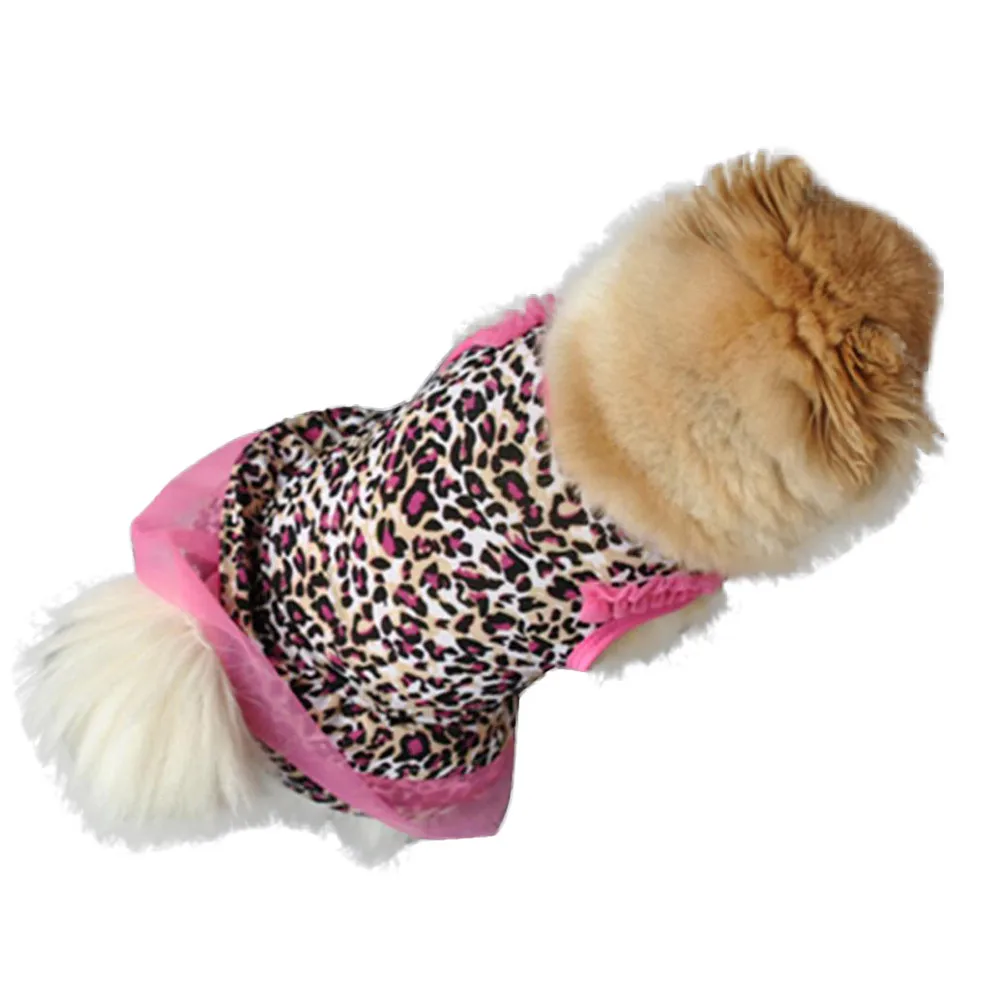 Puppy Apparel Summer Dog Cute Cat Dress Pet Small Clothes Pet Leopard Pet clothes Dog Sleds Training