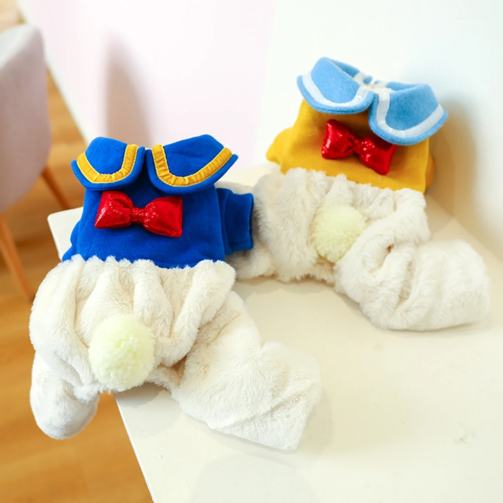 Winter Dog Clothes Plush Warm Pet Costume Dog Cold Weather Coats Cat Apparel Cute Doggie Jumpsuit Pet Four Legged Pajamas